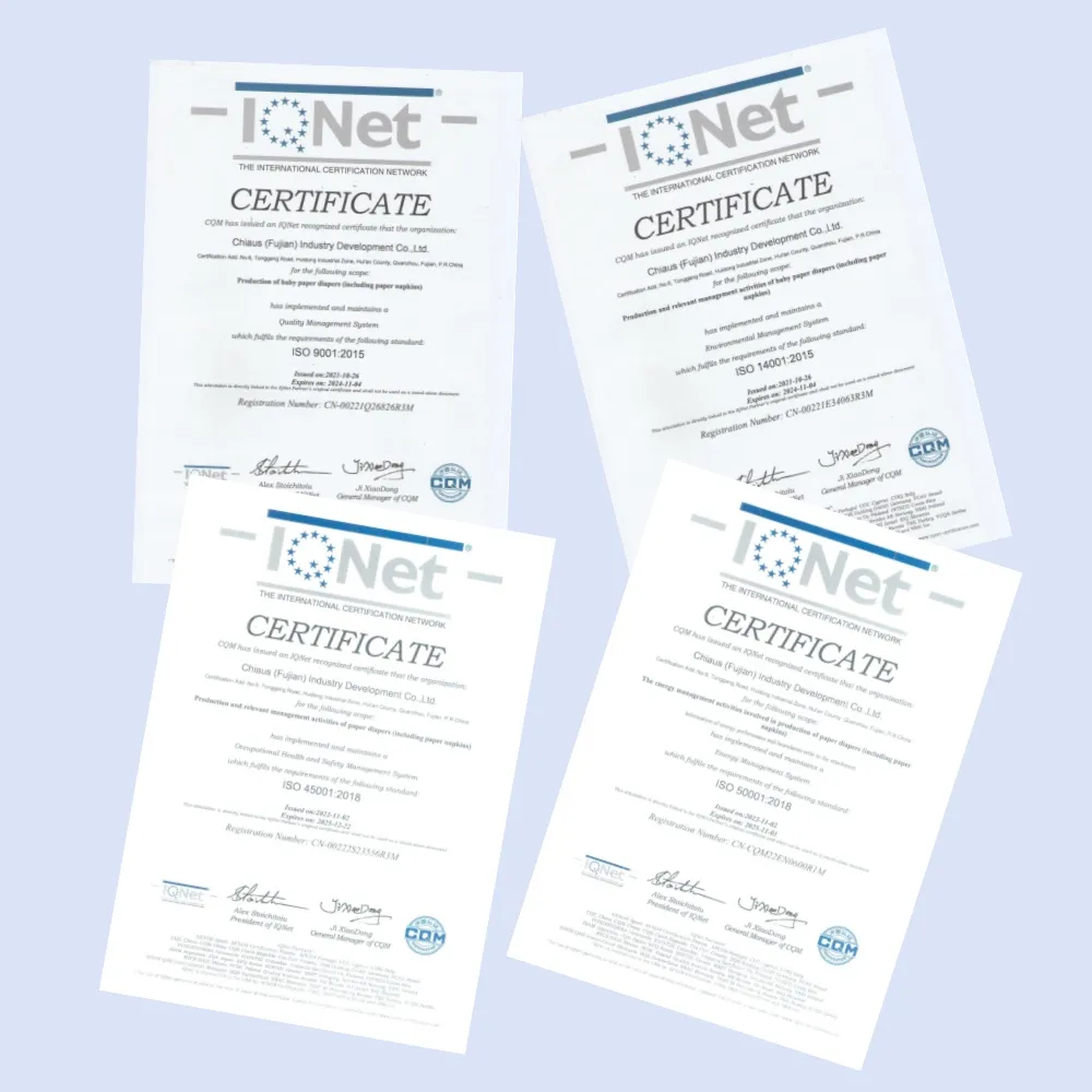 Natural Sanitary Napkins certificate Natural Sanitary Napkins certificate